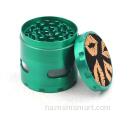 Hexagonal side sticker PU four-layer cigarette grinder